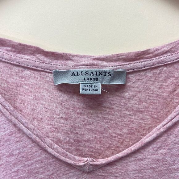 Allsaints Ada Purple V-neck Tee Shirt Size L Short Sleeve Oversized Casual - Picture 4 of 7